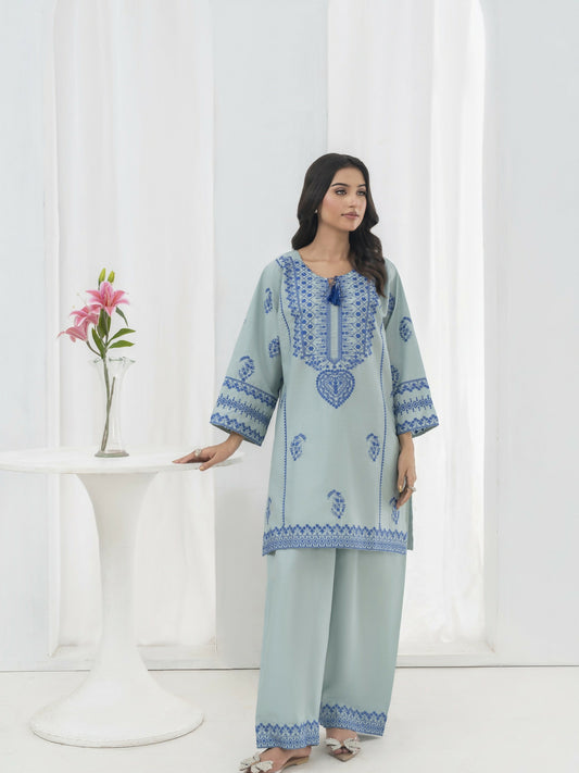 Stylish Collection Cotton Embroidered Stitched 2-Piece Suit-Jugnu Ferozi