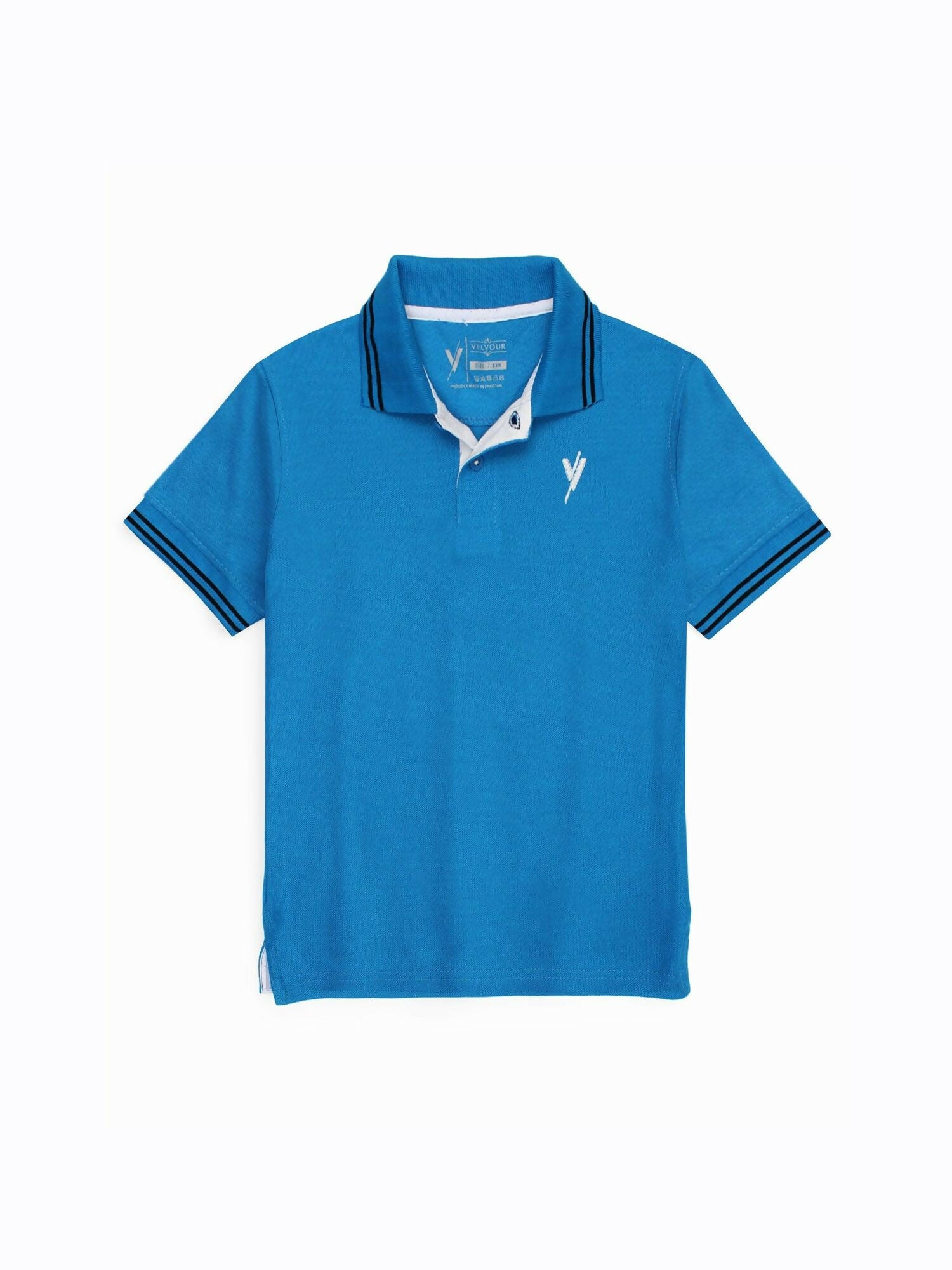 Minimalist boys’ plain polo shirt with half sleeves, tipping collar, and subtle embroidered detail – designed in breathable piqué for summer comfort and everyday wear.