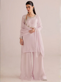 Allure By IH Silver Night Tussel Silk Embroidered Stitched 3-Piece Suit-Silver