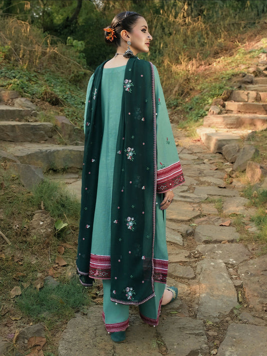 Hemstitch Lawn Embroidered Stitched 3-Piece Suit-Jade