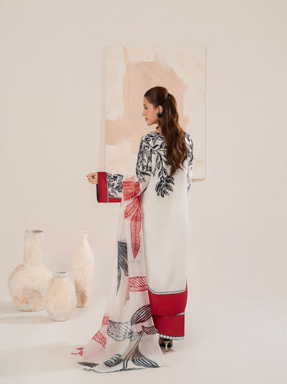 Stylish Collection Luxe Edit Poly Grip Silk Printed Stitched 3-Piece Suit-Roomi