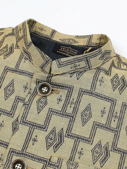 Velvour Boys Jacquard Printed Waistcoat-VW06-C