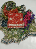 Musk Chunri Printed Hand Embellished Gota Work Unstitched 2-Piece Suit-3A