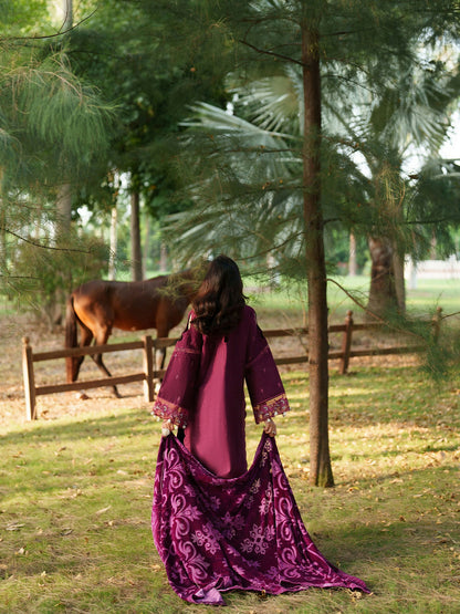 Parishay Panache Winter Corduroy Embroidered Unstitched 3-Piece Suit-PNE-04