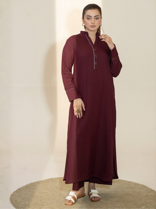 Mannat Clothing Winter-Basics'25 Linen Stitched Suit-Claire