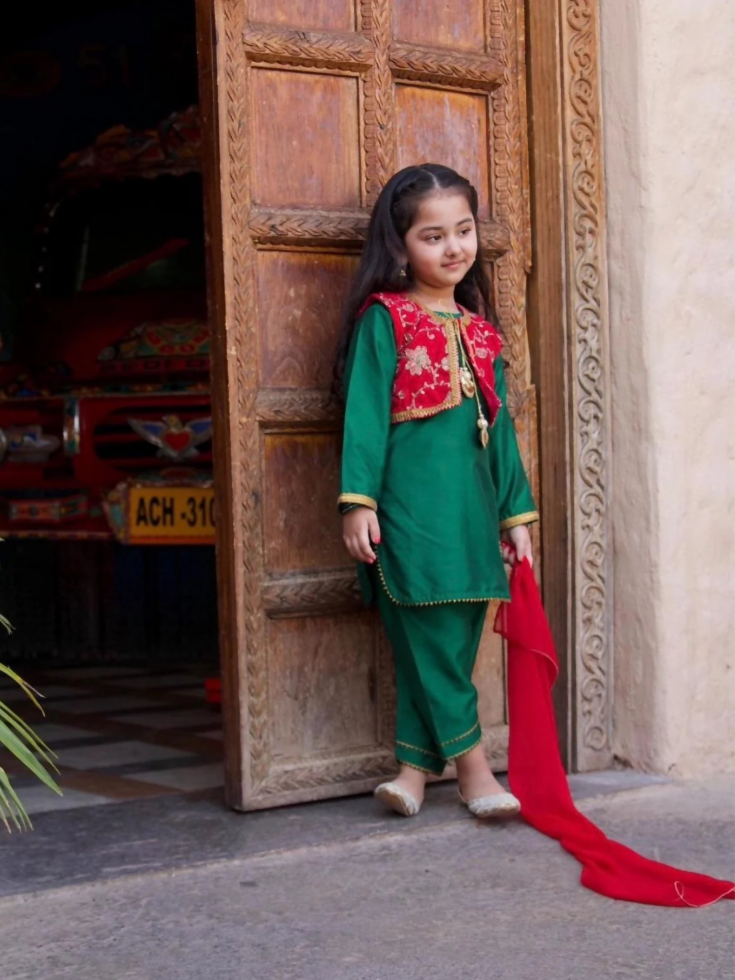 Kidoz Kloset Cotton Silk Embroidered Stitched 4-Piece Suit-Oriole