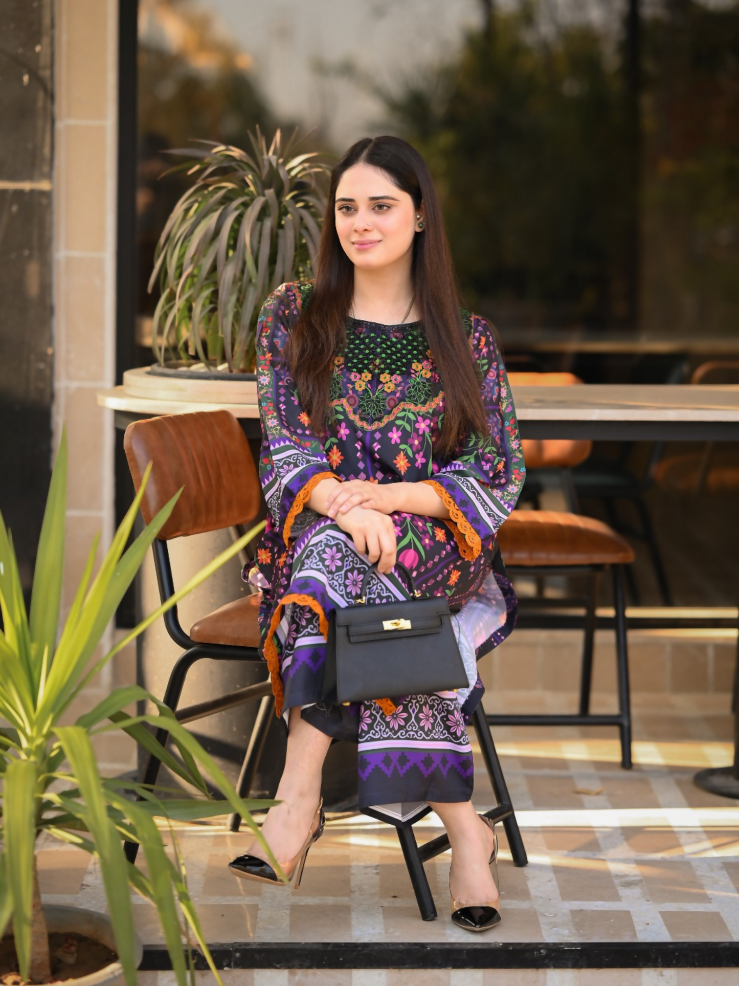 Tehzeeb Libas Poly Lawn Embroidered Co-Ord Set-Saya