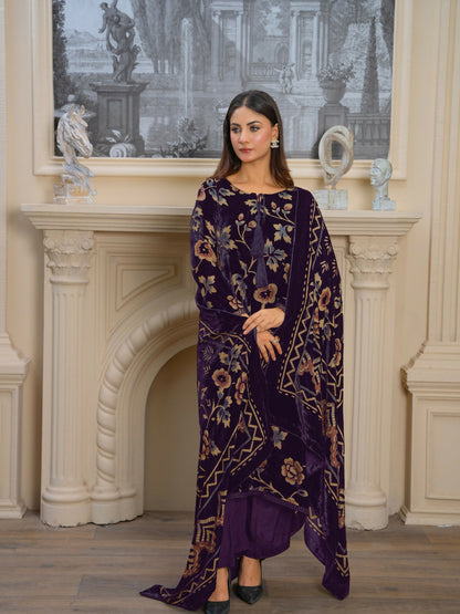 Noori Palachi Embossed Printed Unstitched 3-Piece Suit