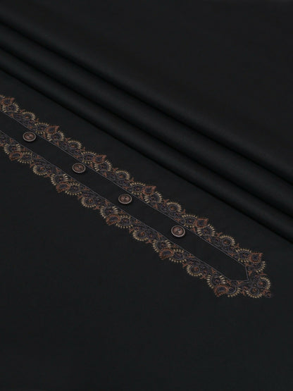 Black Fabrich Men Embroidered Wash & Wear Unstitched Shalwar Kameez-GTS-MG-002