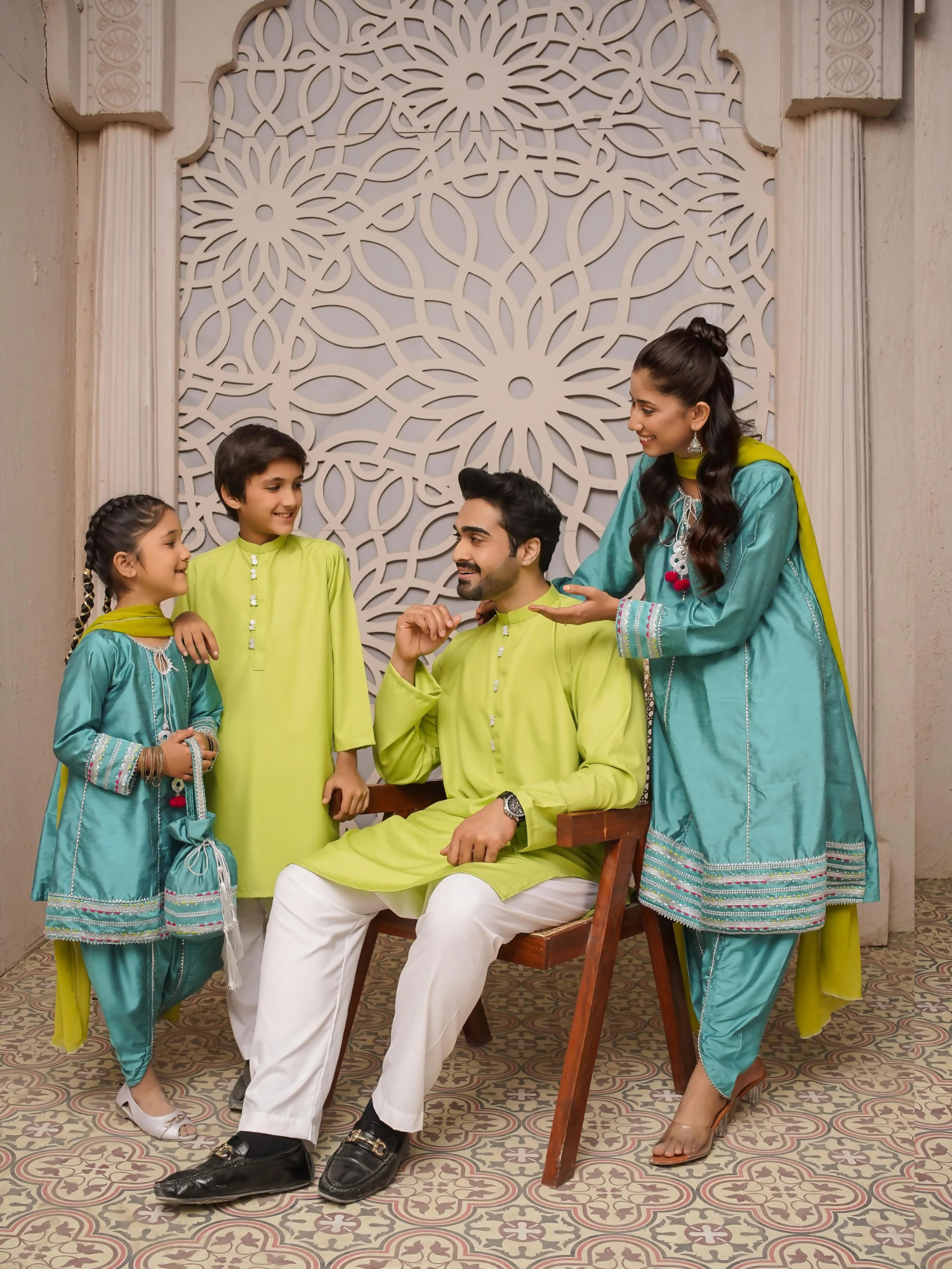 Kidoz Kloset Wash and Wear Kurta Pajama-Ocean Breeze-Men