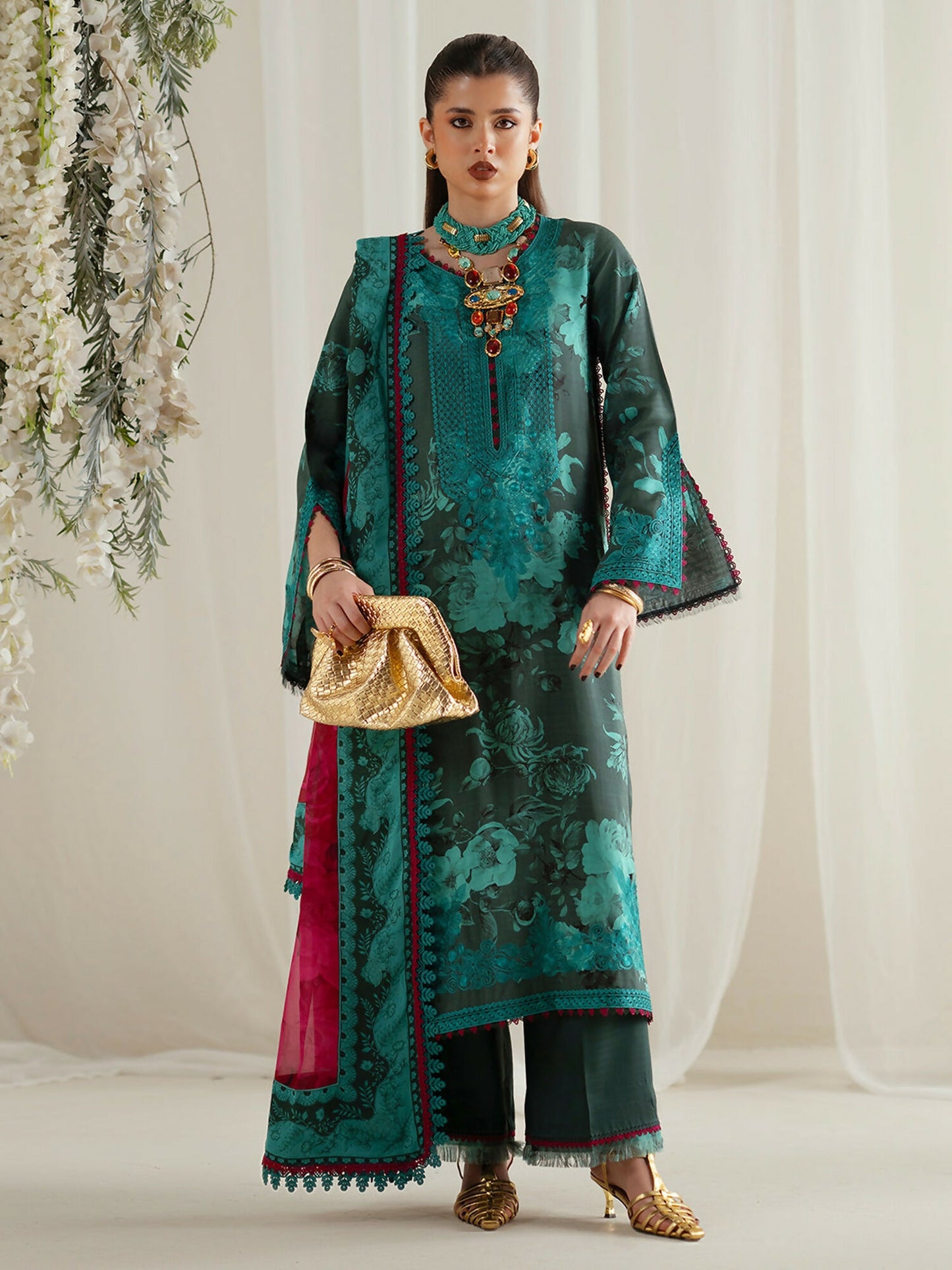 Binilyas Eres Bonita Viscose Embroidered Stitched 3-Piece Suit-1106-B