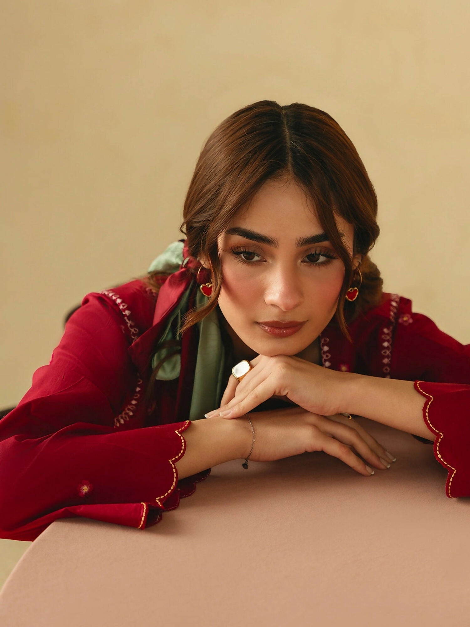 Mannat Clothing Boho Summer'26 Cotton Embroidered Stitched Suit-Deep Rose