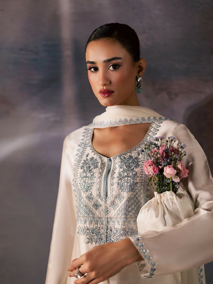 Allure By IH Be-My-Guest Thai Silk Embroidered Stitched 3-Piece Suit-Silence
