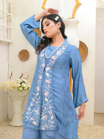 Ruby's Couture Poshak khadi Net Embellished Stitched 2-Piece Suit-Virsa