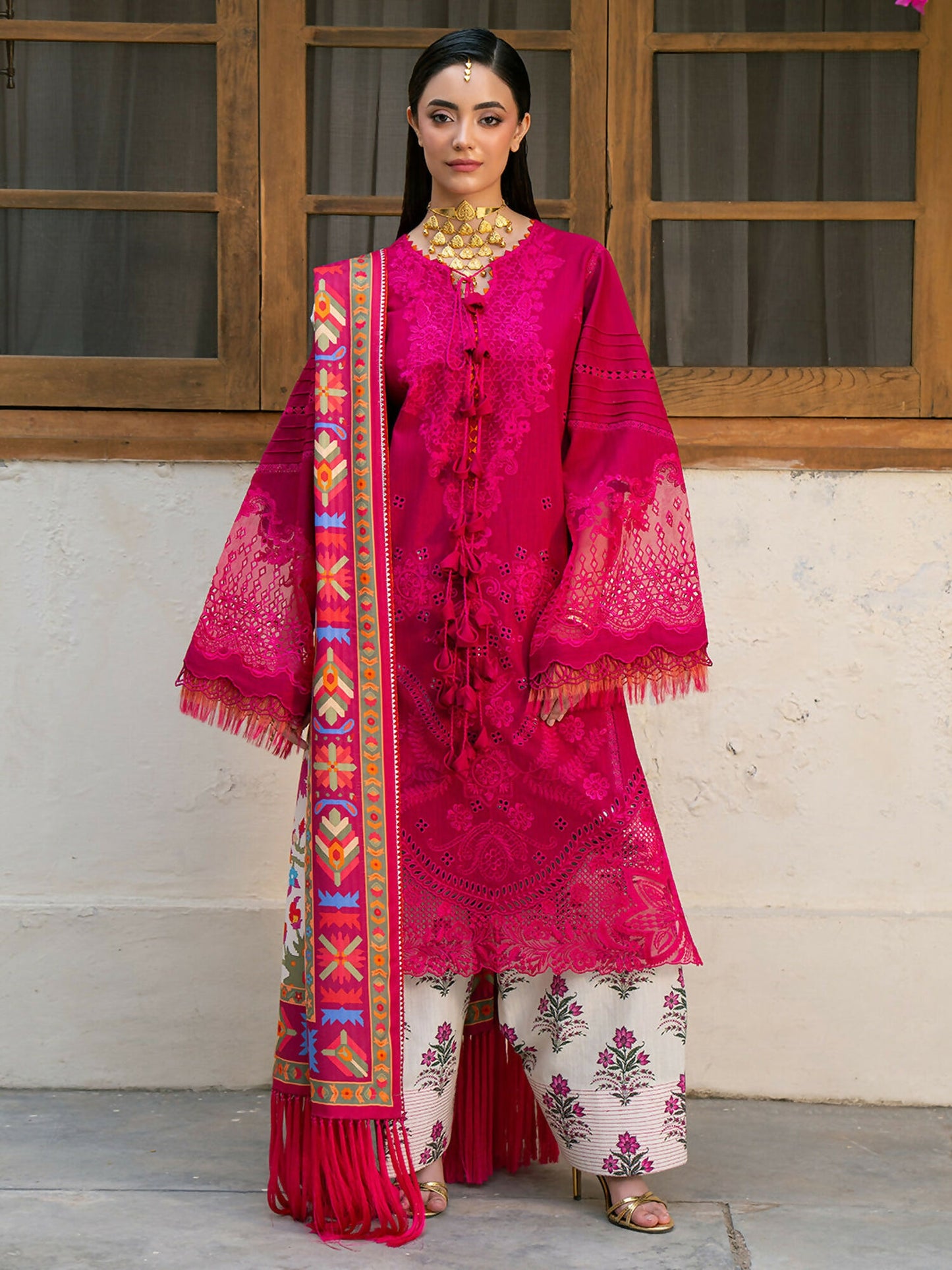 Binilyas Gulrukh Khaddar Embroidered Unstitched 3-Piece Suit-66-B