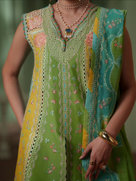 Binilyas Mashriq Luxury Lawn'26 Embroidered Unstitched 3-Piece Suit-D-114-A