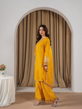 Tehzeeb Libas Linen Embroidered Stitched 3-Piece Suit-Preet