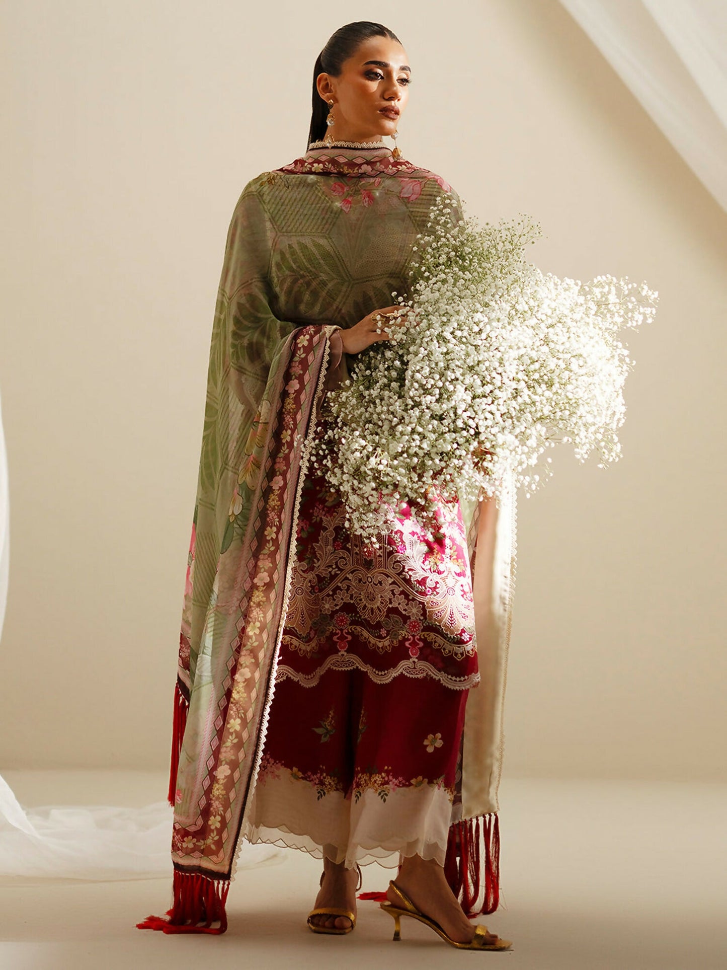 Binilyas Eres Bonita Viscose Embroidered Stitched 3-Piece Suit-1107-B