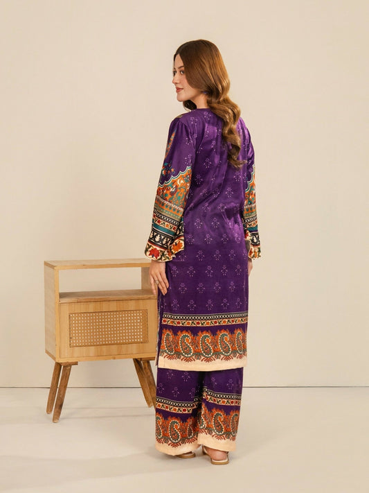 Stylish Collection Velvet Vogue Printed Co-Ord Set-Purple Pretty
