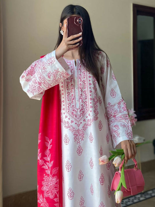 Stylish Collection Allure Lawn Cotton Printed Stitched 3-Piece Suit-Noor Baano