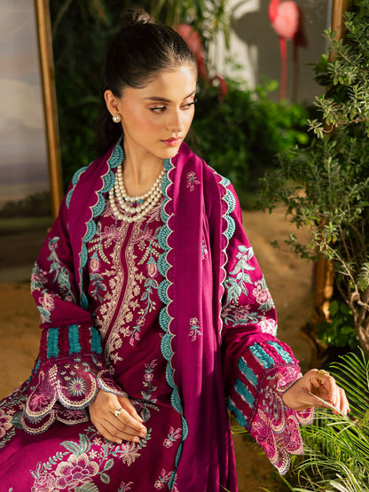 Mahnur Kaia Slub Linen Embroidered Stitched 3-Piece Suit-K- 09