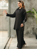 Mannat Clothing Suave Edit Raw Silk Co-Ord Set-Obsidian