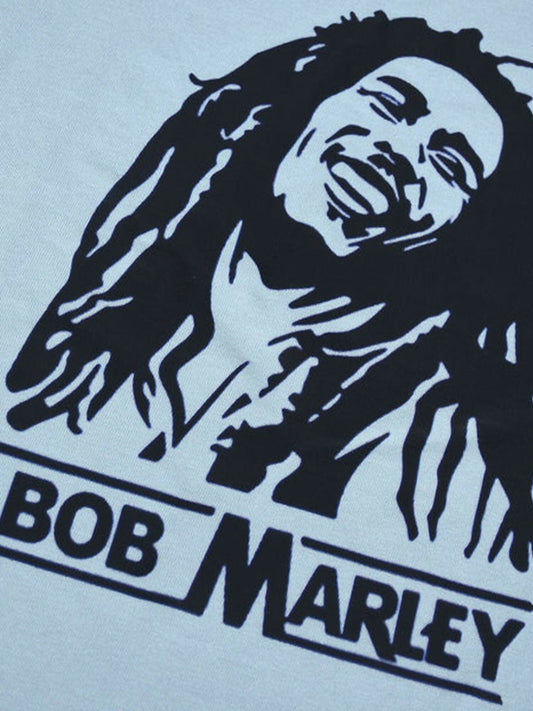 Jupiter Printed Oversized Off Shoulder Bob Marley Print Tee-Shirt-13642