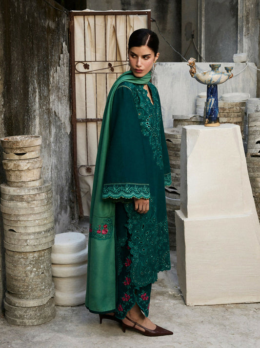 Hussain Rehar Khaddar'25 Embroidered Stitched 3-Piece Suit-Jheel