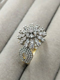 H&A Jewellery 18K Gold Polished Zircon Diamond Cluster Ring
