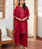 Mannat Clothing Lawn Embroidered Stitched Suit-Carmine