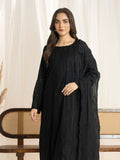 Panache Apparel Monochrome Tales Cotton Lawn Embroidered Stitched Suit-Classic Noir