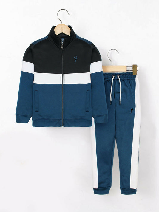 Blue and Black Velvour Winter Tracksuit-#VWT06-C