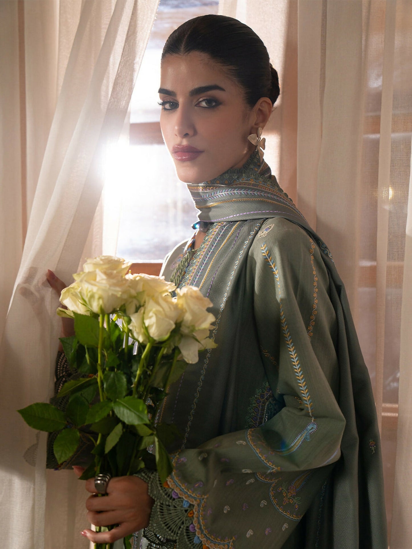 Binilyas Gulrukh Khaddar Embroidered Unstitched 3-Piece Suit-64-A