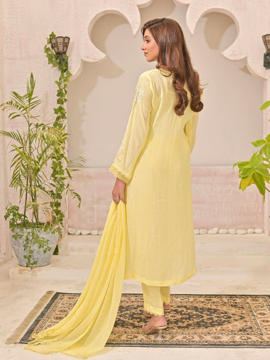 Ruby's Couture Panache Raw Silk Embroidered Stitched 3-Piece Suit-Mehrmah