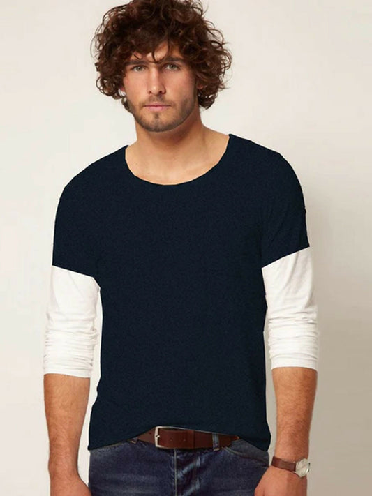 Blue Grey Funky Free Edge Scoop Neck T-Shirt-12260