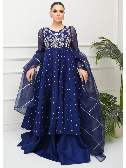Allure By IH Lehr Chiffon Embroidered Lehenga-Sundae