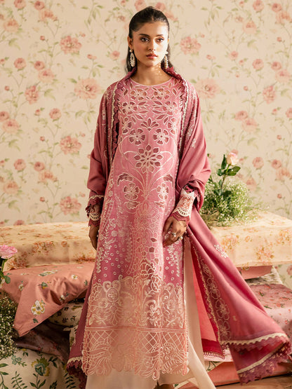 Mahnur Kaia Slub Linen Embroidered Stitched 3-Piece Suit-K- 13
