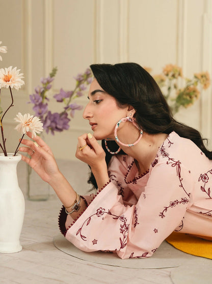 Mannat Clothing Boho Summer'26 Cotton Embroidered Stitched Suit-Soft Vine