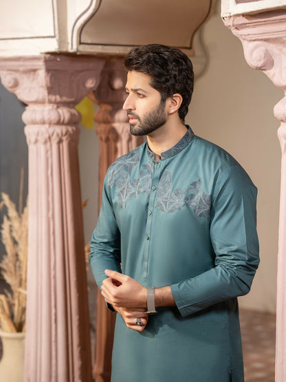 Fabrich Men Embroidered Cotton Unstitched Shalwar Kameez-GTS-MCE-045