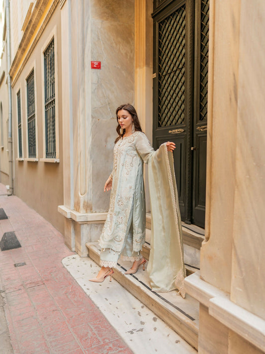 Farooq Hameed Studio EiD Collection'26 Pure Silk Embroidered Stitched 3-Piece Suit-Ira