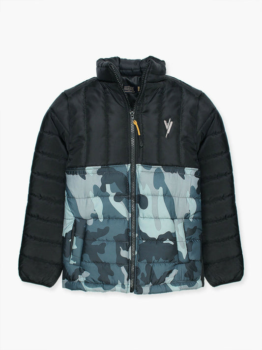 black and grey Velvour Puffer Jacket-VJ39-A