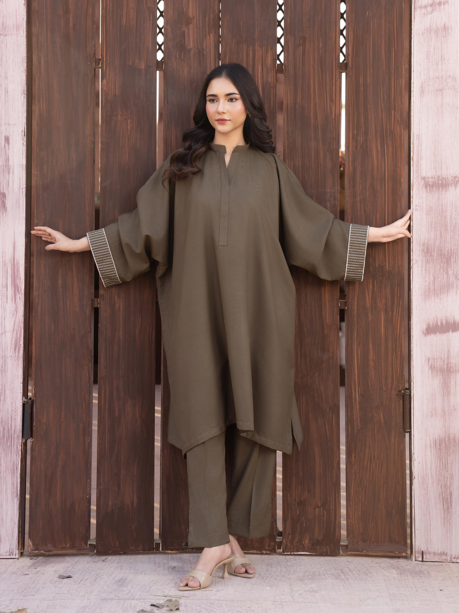 Panache Apparel Winter Core Linen Embroidered Stitched Suit-Butterfly