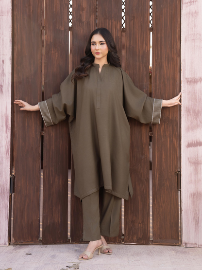 Panache Apparel Winter Core Linen Embroidered Stitched Suit-Butterfly
