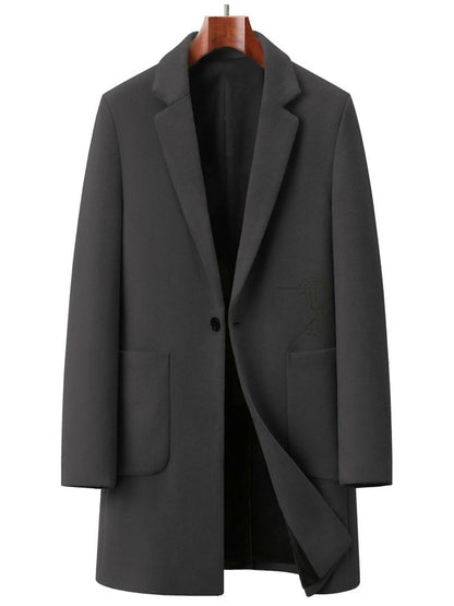 Grey Jupiter Imported Prime Gray Man Woolen Business Long Coat-15047