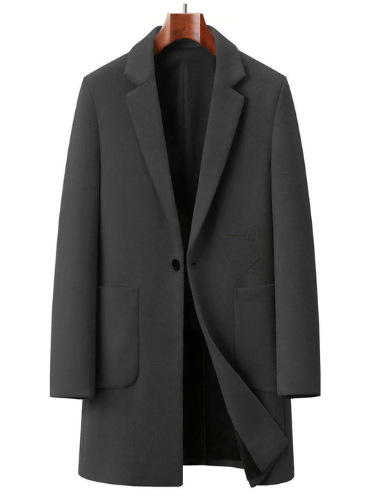 Grey Jupiter Imported Prime Gray Man Woolen Business Long Coat-15047