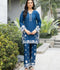Panache Apparel Solid Story Cotton Lawn Embroidered Stitched Suit-Blue Petal