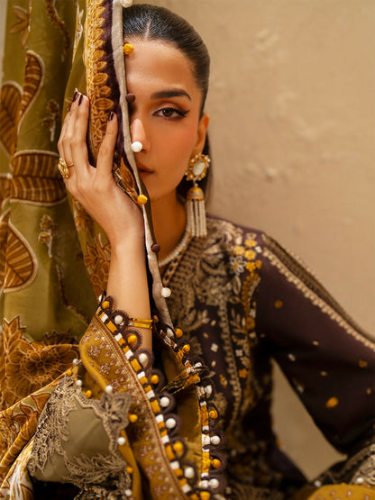 Binilyas Saqqara Kotrai Embroidered Stitched 3-Piece Suit-164-A