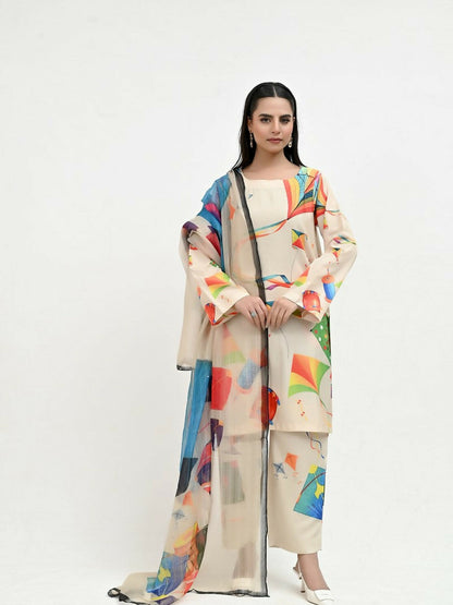 Imran Aftab Basant Mela Raw Silk Printed Unstitched 3-Piece Suit-IARP 07