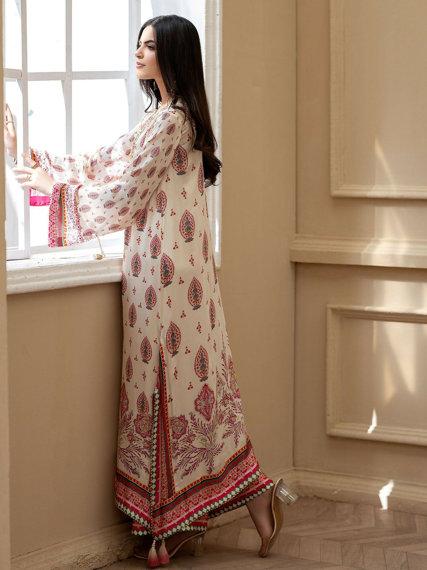 Shiza Hassan Miha Luxury Pret Satin Silk Printed 2-Piece Suit-Blossom