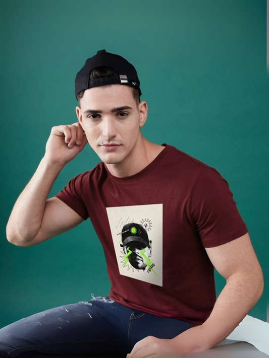 Maroon Jupiter Printed Pro Poster Graphic Cotton Tee-Shirt-13521
